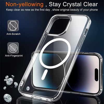 Ốp lưng từ tính Maqsafe cho iPhone 14 Pro Max hiệu X-Level Magic Magnets Series trong suốt, siêu mỏng 1.5mm, chống sốc, hỗ trợ sạc Maqsafe,  độ trong tuyệt đối, chống trầy xước, chống ố vàng, tản nhiệt tốt - Hàng nhập khẩu