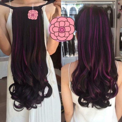 Tóc cột line hồng tím- hình thật