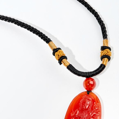 Mặt Dây Chuyền Phổ Hiền Bồ Tát Đá Mã Não Đỏ (3.6 x 2.3 cm) Ngọc Quý Gemstones