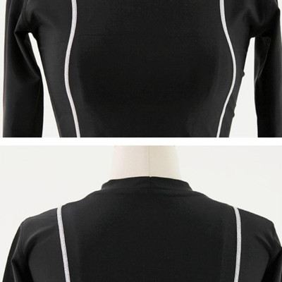 Bikini 2 mảnh tay dài chống nắng, quần đùi cạp cao kín đáo, màu đen khỏe khoắn | KT062