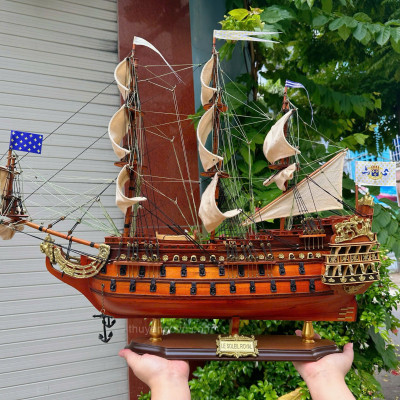 Thuyền gỗ Soleil Royal, mô hình thuyền gỗ phong thủy gỗ tràm nhiều kích thước, hàng thủ công chính hãng