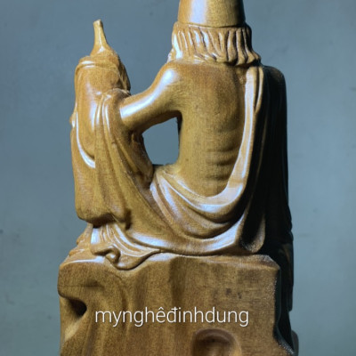 Tượng điêu khắc cụ tế công say bằng gỗ bách xanh thơm nức kt cao 20x11x10cm 