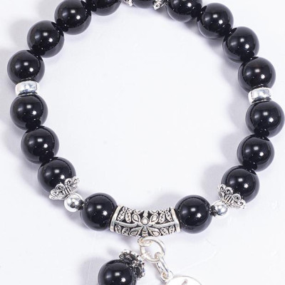 Vòng Tay Phong Thủy Đá Obsidian Phối Charm Cung Hoàng Đạo Song Tử (8mm) Mệnh Thủy, Mộc Ngọc Quý Gemstones