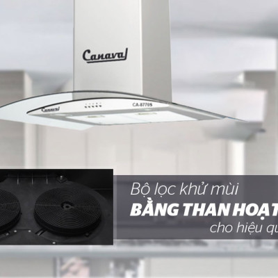 Máy hút mùi kính cong Canaval CA8770S - Hàng nhập khẩu