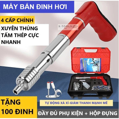 Máy Bắn Đinh Vào Bê Tông Sắt Thép Siêu Mạnh – Có 100 Đinh & Hộp Phụ Kiện, Vỏ Kim Loại Cứng Cáp