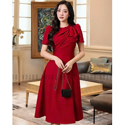 Đầm đỏ xoắn vai NGADO , đầm dự tiệc , đầm công sở