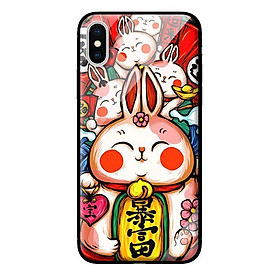 Ốp kính cường lực cho iPhone XS MAX Thỏ Trắng Má Đỏ - Hàng chính hãng