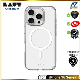 Ốp Lưng Sạc Từ Tính cho iPhone 16 Pro/ 16 Pro Max/ iphone 16/ 16 Plus LAUT Crystal-M, chính hãng Germany, chống sốc_ Hàng chính hãng