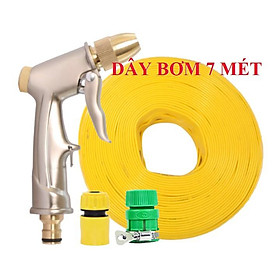 ️Evoucher Bộ dây vòi xịt nước rửa xe, tưới cây , tăng áp 3 lần, loại 7m, 10m 206701-1 đầu đồng,cút,nối vàng +  đai