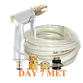 Bộ dây vòi xịt nước rửa xe, tưới cây , tăng áp 3 lần, loại 7m, 10m 206701 đầu đồng, cút đồng, +  túi đựng bút