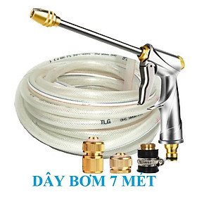 Bộ dây vòi xịt nước rửa xe, tưới cây , tăng áp 3 lần, loại 7m, 10m 206701-2 đầu đồng, cút đồng+  túi đựng bút