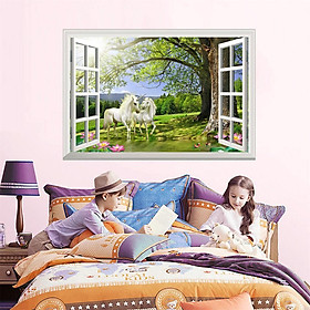 Tranh decal dán tường, giấy dán tường 3D cao cấp Hạnh phúc lứa đôi