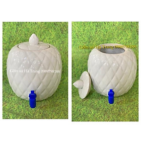 Bình nước gốm sứ Bát Tràng cao cấp không chì men trắng dung tích 5 lit