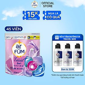 Viên giặt Quần áo arFUM 5 trong 1 MỚI thơm tinh dầu nước hoa, khử khuẩn 99% - 4 mùi hương (túi 45 viên)