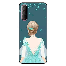 Ốp lưng dành cho Oppo Reno 3 Pro mẫu Cô Gái Nền Xanh