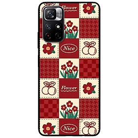 Ốp lưng dành cho Xiaomi Redmi Note 11 5G - Redmi Note 11T - Redmi Note 11S mẫu Hoa Ô Vuông Đỏ