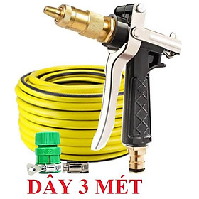 ️Evoucher Bộ dây vòi xịt nước rửa xe,tưới cây ,tăng áp 3 lần,loại 3m, 5m 206236 đầu đồng,cút nhựa,nối đai+  mở chai