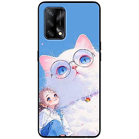 Ốp lưng cho Oppo A36 - A60 4G - A74 - A76 - A95 4G - A96 4G - Cô Gái Và Mèo Kính - Hàng Chính Hãng