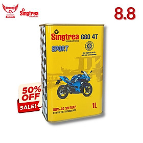 Dầu nhớt xe máy Singtrea 660 SPORT 4T 10W-40 SN/MA2 1L dành cho xe tay côn, phân khối lớn