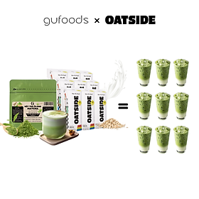 Combo pha chế Matcha latte từ OATSIDE - Pha được 9 ly thành phẩm - Gồm 9 Hộp OATSIDE 180ml + Gói 50g Bột Matcha trà Ôlong GUfoods