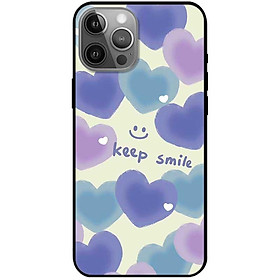 Ốp lưng cho iPhone 12 - iPhone 12 Pro - 12 Pro Max - 13 Mini - iPhone 13 - 13 Pro - 13 Pro Max - Keep Smile Tím Xanh - Hàng Chính Hãng