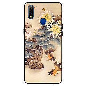 Ốp lưng in cho Realme 3 Pro Mẫu Hoa Và Cá Cam