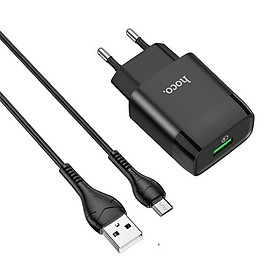 Bộ sạc nhanh 18W Hoco C72Q chuôi tròn chất liệu cao cấp kèm dây sạc Micro dài 1M cho Android ( 2 màu ) - Hàng chính hãng