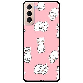 Ốp lưng dành cho Samsung S21 - S21 Plus - S21 Ultra mẫu Mèo Trắng Nền Hồng