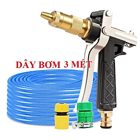 ️Evoucher Bộ dây vòi xịt nước rửa xe, tưới cây , tăng áp 3 lần, loại 3m, 5m 206236 K đầu đồng,cút,nối vàng+  mở chai