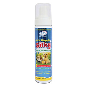 Sữa Tắm Khô Dạng Bọt Bio Silky cho Chó Mèo 200ml
