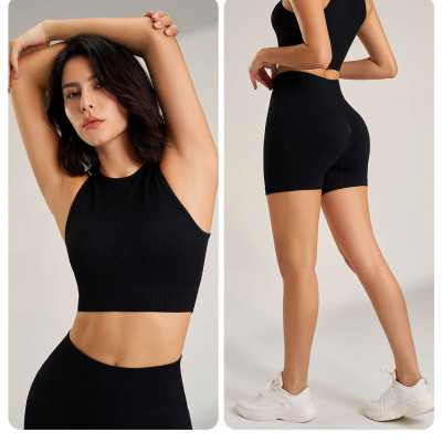 Set Đùi Nữ Tập Yoga, Gym, Chạy Bộ...Dệt Kim Áo Mút Lót Đúc Liền Quần Đùi Nhún Mông Co Giãn Tốt Nhanh Khô