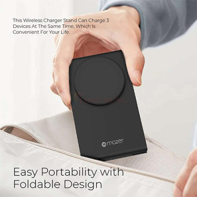 Đế sạc không dây Mazer 3-in-1 Foldable Travel Charge.Stand M-MAGFOLD03 - Hàng chính hãng