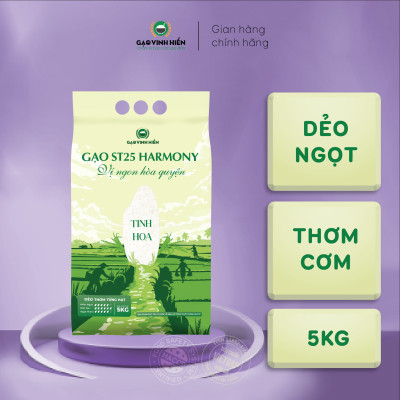 Gạo ST25 Harmony Vinh Hiển 5KG - Dẻo mềm, thơm ngon, cao cấp - Vị ngon hòa quyện