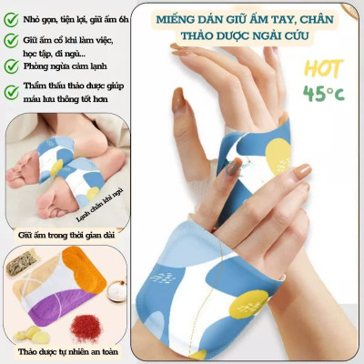 COMBO 2 Miếng Dán Giữ Nhiệt Bàn Chân Bàn Tay Dán Nóng Ủ Ấm Chân Ấm Áp Cả Ngày Văn Phòng Du Lịch Dã Ngoại Phượt