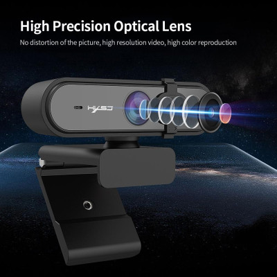 HXSJ S6 1080P USB Webcam Auto Focus Web Camera with Privacy Cover Built-in Noise Reduction Microphone for Laptop Desktop