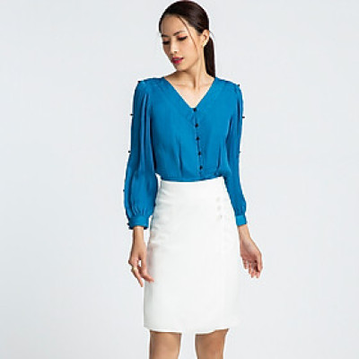 Chân Váy Ôm Công Sở Chân Váy Đắp Vạt Thời trang thiết kế Hity SKI029 (Trắng Kim Cương)