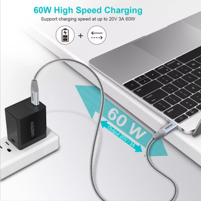 Combo Củ Sạc Điện Thoại Type C 33W PPS PD3.0 CHOETECH PD5006-W Và Cáp Type C to C 60W Dài 1.8M CC0005-S - Hàng Chính Hãng