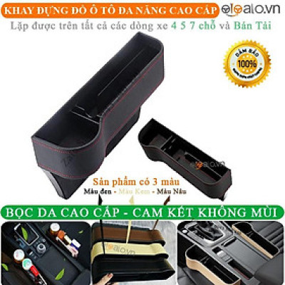 Bộ khay đựng đồ đa năng xe ô tô bọc da cao cấp - Hộc để đồ khe ghế xe hơi - OTOALO