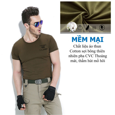 Áo Thun Nam Ngắn Tay Kiểu Lính Không Cổ US ARMY U229, Chất Liệu Cotton Thoáng Mát, Mềm Mịn, Mát, Bền Màu-HÀNG CHÍNH HÃNG