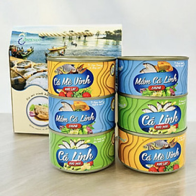 COMBO - Thùng (06 hộp)  2 hộp Mắm Cá Linh Chưng + 2 hộp Cá Linh Kho Mía + 2 hộp Cá Mè Vinh Kho Lạt - Antesco