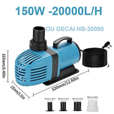 Máy bơm nước HB20000 ( 150W - 20000L/Hr) cao cấp bơm lọc nước bể cá, hồ cá Koi tiểu cảnh non bộ, sinh hoạt cao cấp 