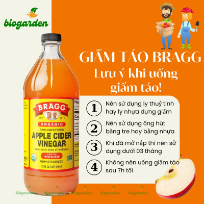 Dấm táo BRAGG Hữu cơ Nhập khẩu USA chai 946ml