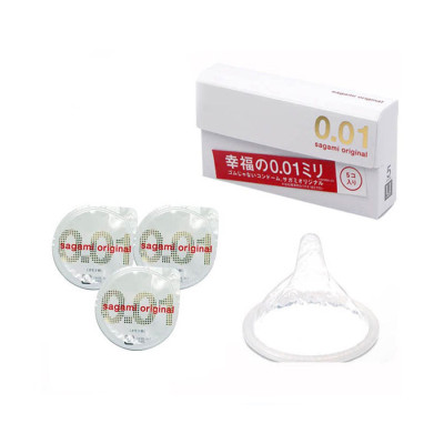 Bao Cao Su Cao Cấp Nhất Hiện Nay Sagami Original 0.01 (Hộp 5 chiếc) - Nhập Khẩu Nhật Bản - Siêu Mỏng Chỉ 0.01mm - Tặng Gel Gói Jex Nhật - Che Tên Sản Phẩm