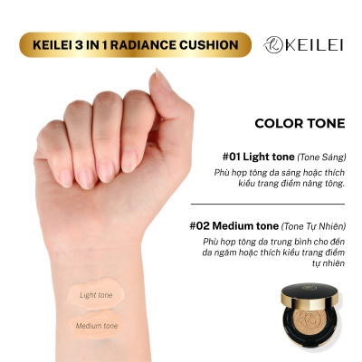 [ COMBO Cushion + Lõi cushion] Phấn nước đa năng 3trong1 KEILEI - 3 in 1 radiance cushion KEILEI