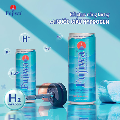 Nước Uống ION Kiềm Giàu Hydrogen Cao Cấp Fujiwa Đóng Lon 330ml - Trợ tiêu hoá, Cải thiện đường ruột và gan
