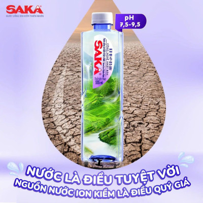 Thùng 24 Chai Nước Uống Ion Kiềm Đóng Chai Saka 355ml - Nước uống Detox với Công Nghệ Điện Phân Ion Kiềm Nhật Bản