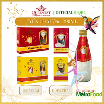 Yến sào chưng sẵn QUEENNEST 7% Hương Dưa Lưới, dạng chai thủy tinh 290ml, vị thanh mát - hàng chính hãng