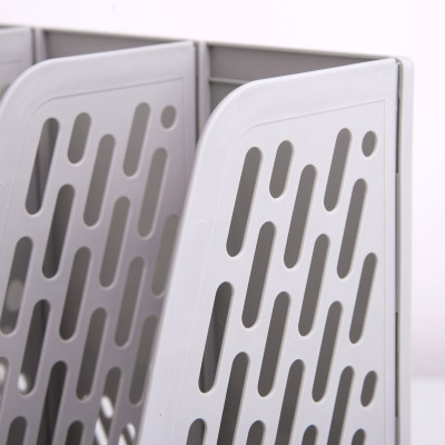 Giá tài liệu 3 ngăn đứng Deli - Nhựa PP - Ghi xám / Đen - E9845