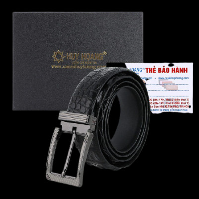 HC4733-34-35-37 - Thắt lưng nam da cá sấu Huy Hoàng gai đuôi 3,5P đầu kim màu đen, nâu đất, nâu đỏ, vàng bò