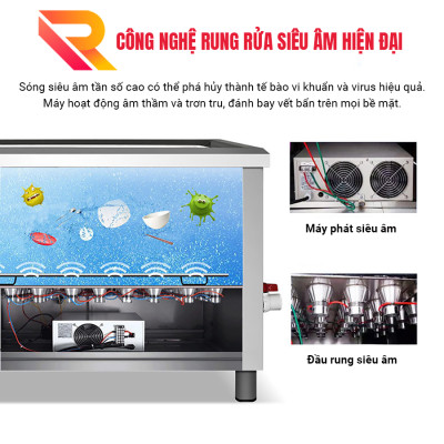 Máy rửa chén sóng siêu âm công nghiệp Rama dung tích 144L RB1000- Hàng chính hãng